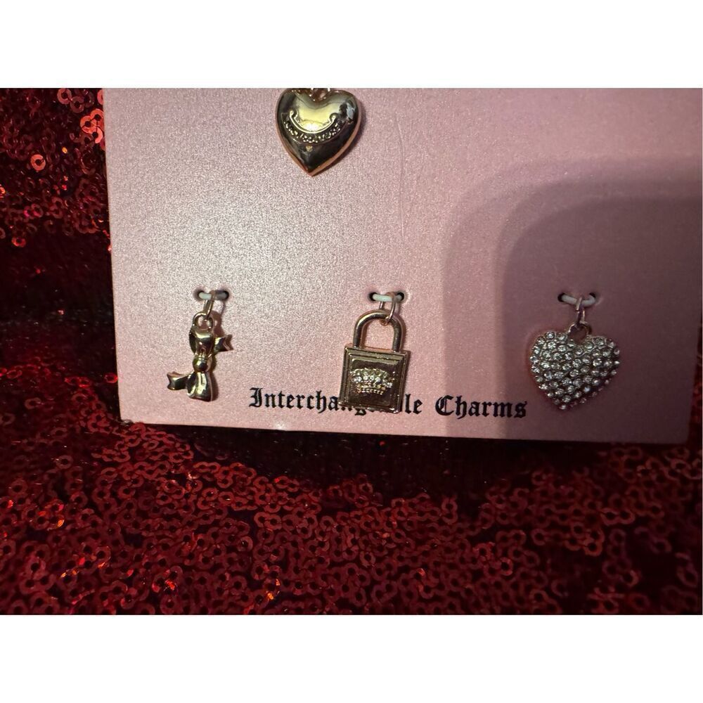 Heritage y2k juicy couture interchangeable 9x charm necklace's gold bundle/lot - Picture 7 of 7